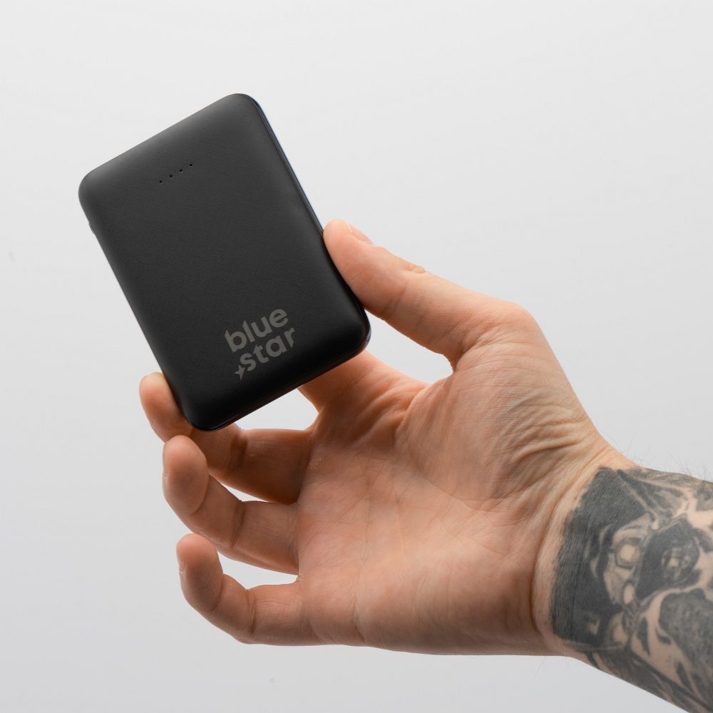 Blue Star W0539 – Batterie externe compacte 5000 mAh – Charge rapide 2A – Noire