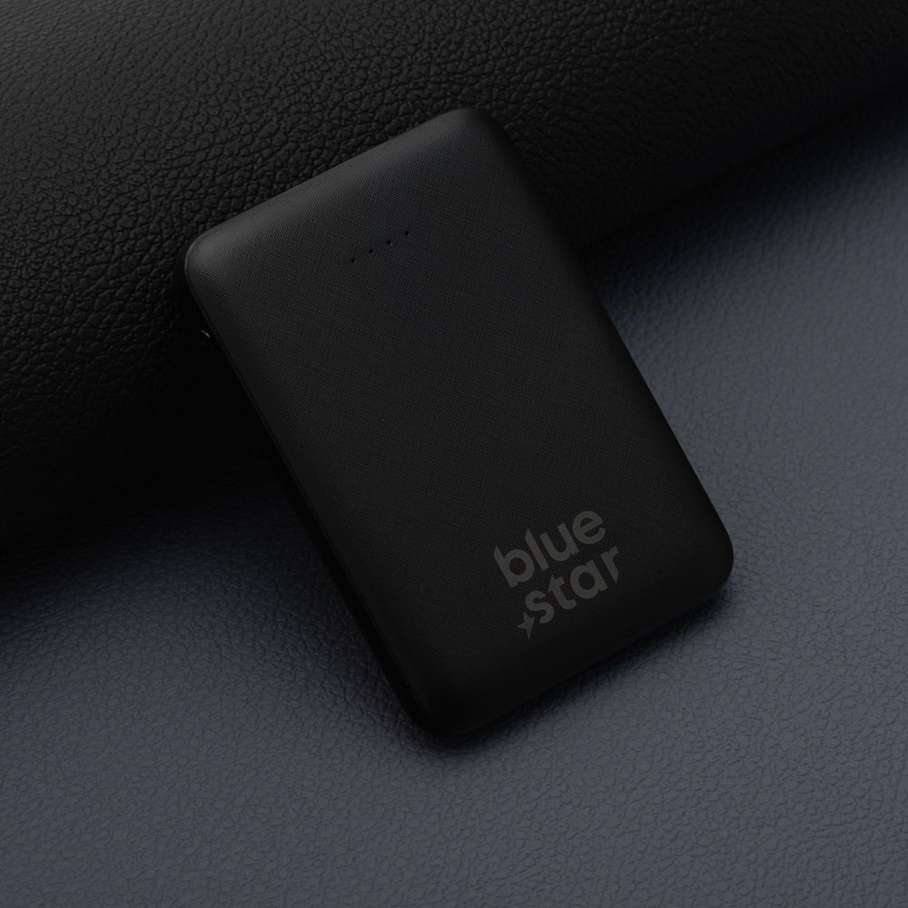 Blue Star W0539 – Batterie externe compacte 5000 mAh – Charge rapide 2A – Noire